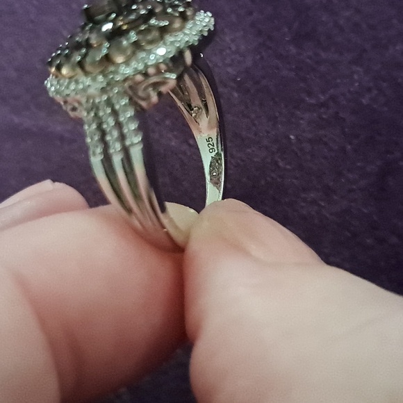 Natural Andalusite & Natural White Zircon Cluster Style Ring - Picture 6 of 7